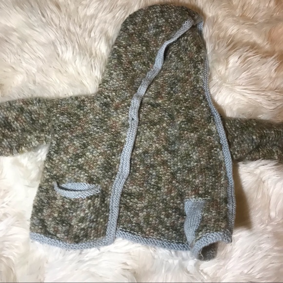 3T handmade knit wool blend hoodie sweater - Picture 4 of 5